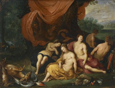 Diana und ihre Nymphen nach der Jagd, von Satyrn belauscht von Jan Brueghel the Younger